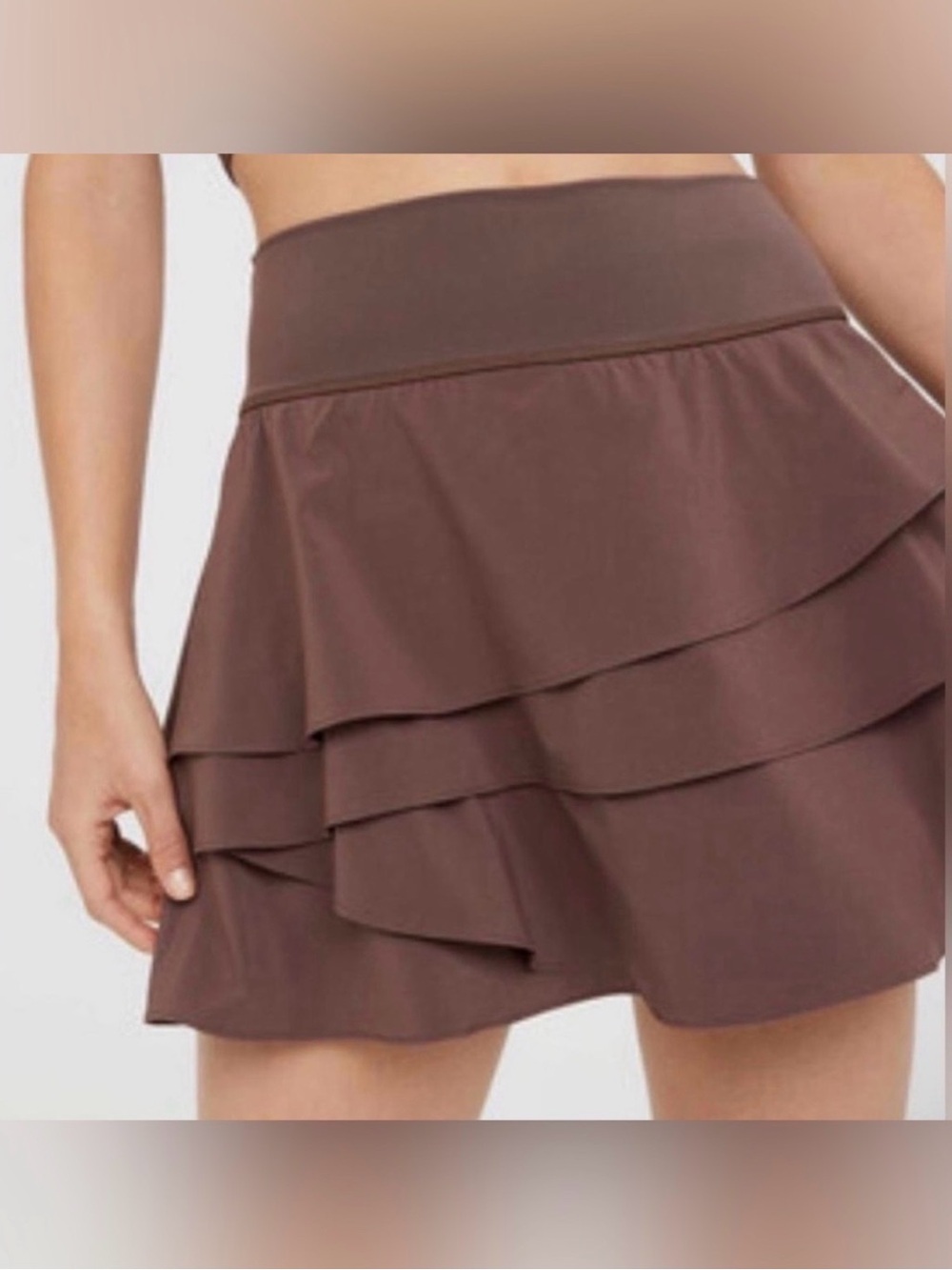 Aerie Brown Tiered Ruffle Skort